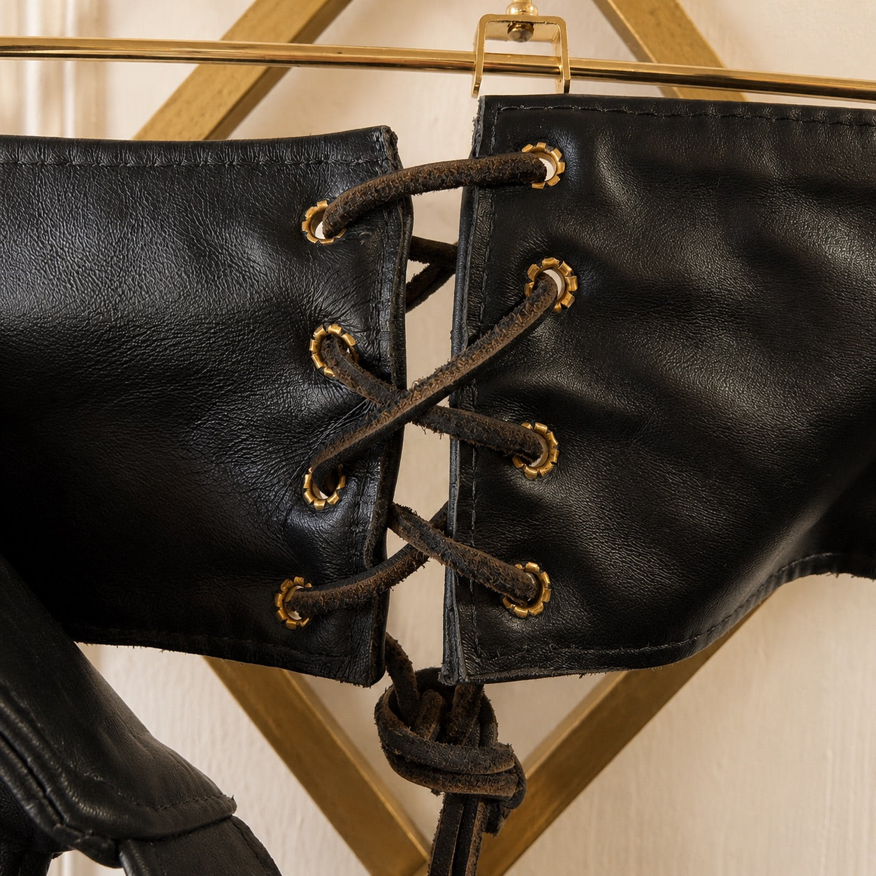 Vintage Protect Leather Apparel Black Leather Rose & Fringe Chaps | Made in USA | Size Large