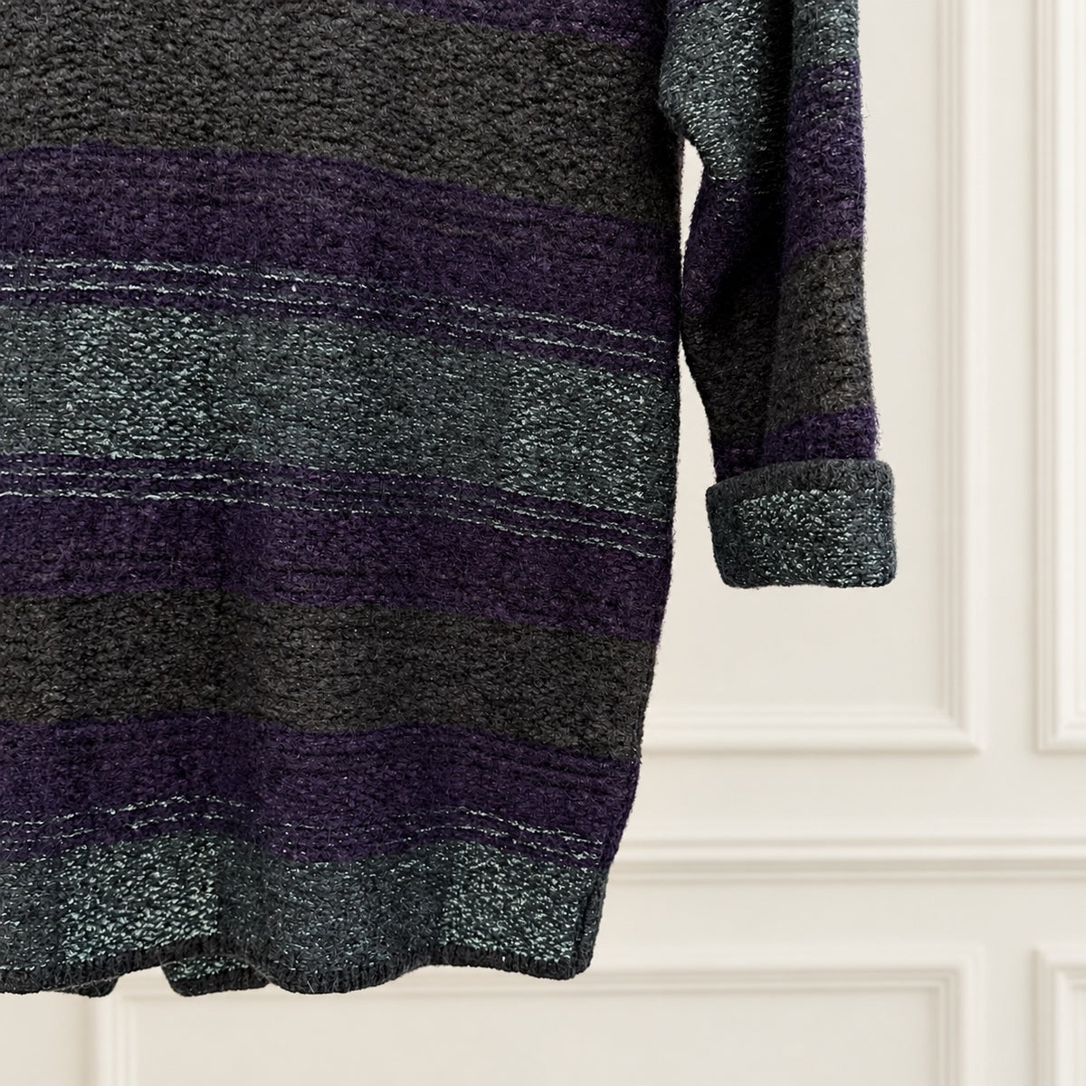 Italian Purple and Teal Striped Textured Knit Jacket
