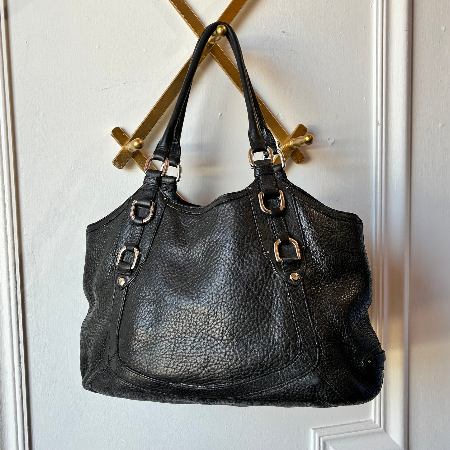 Cole Haan Black Leather Hobo Shoulder Bag Soft Leather Classic Capsule Purse