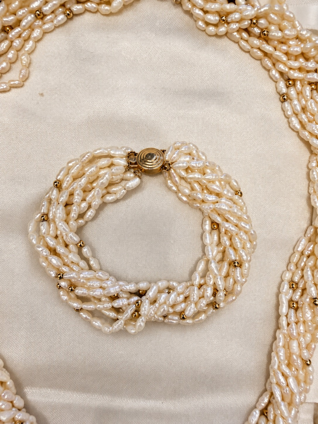 Rice Pearl Torsade Necklace & Bracelet Set | Original Envelope