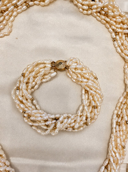 Rice Pearl Torsade Necklace & Bracelet Set | Original Envelope
