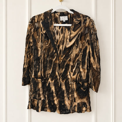 Alberto Makali Brown and Black Abstract Mesh Blazer - Medium