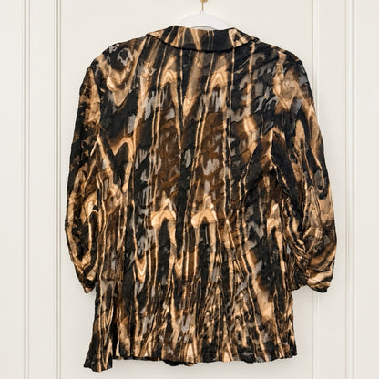 Alberto Makali Brown and Black Abstract Mesh Blazer - Medium