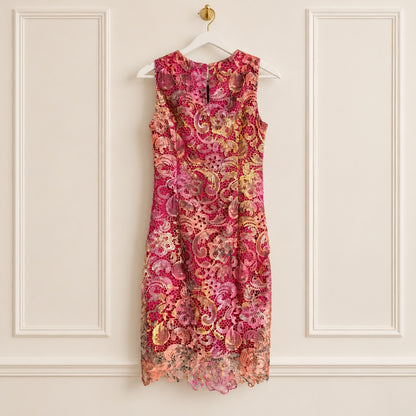 Belle Badgley Mischka Pink Ombre Lace Eyelet Dress