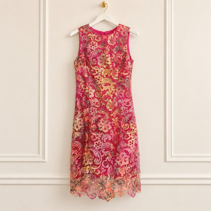 Belle Badgley Mischka Pink Ombre Lace Eyelet Dress