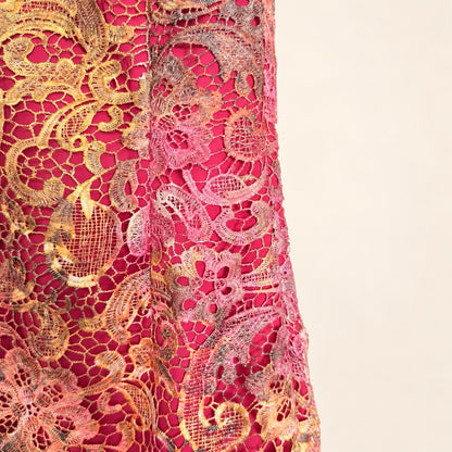 Belle Badgley Mischka Pink Ombre Lace Eyelet Dress