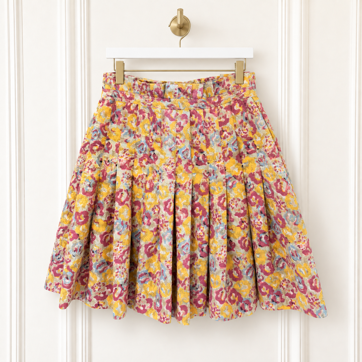 Zac Posen for Target  Floral Pleated Skater Circle Skirt Gold Metallic & Pink