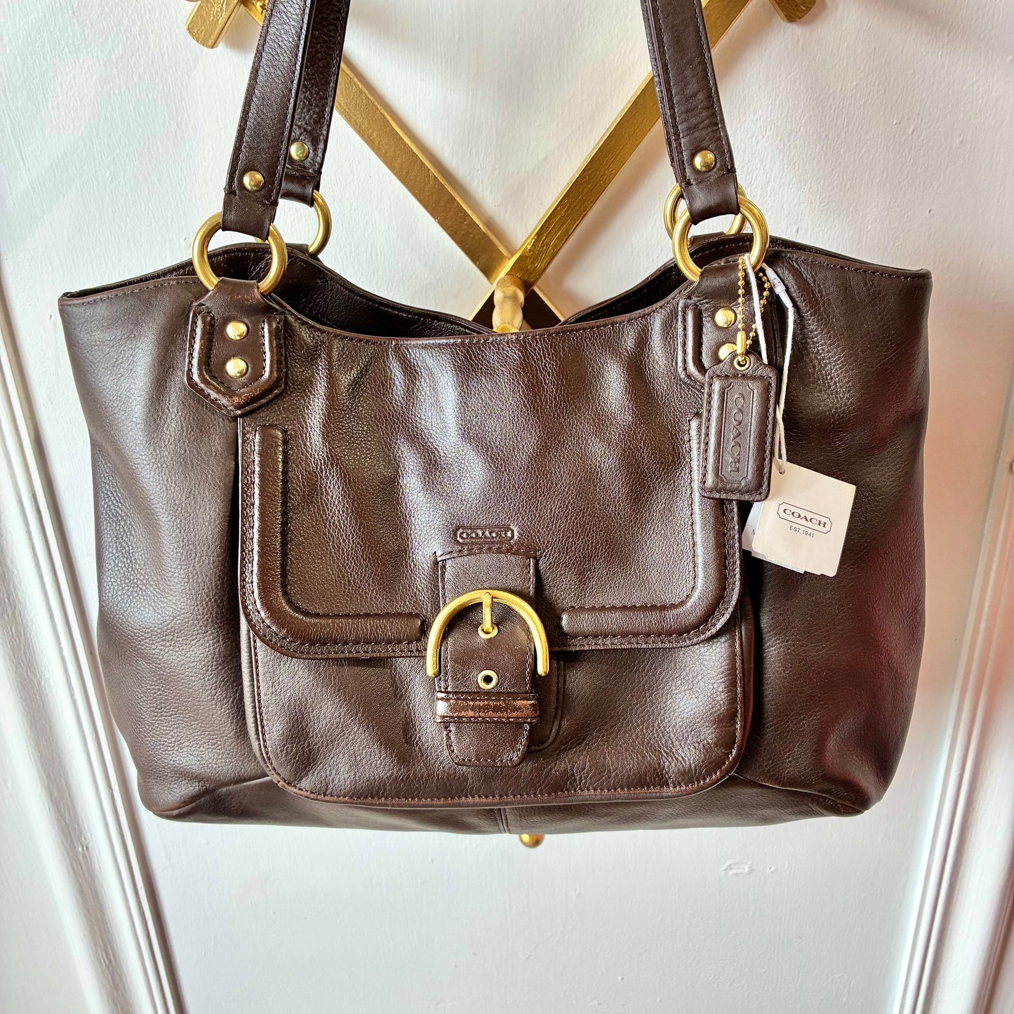 2013 COACH Campbell Leather Belle Carryall in Mahogany Style Number F24961