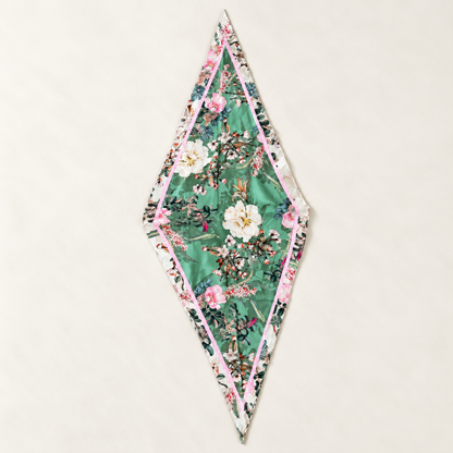 Green Botanical Floral Diamond Scarf
