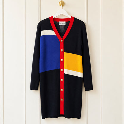 Karin Stevens Vintage Colorblock Duster with Anchor Buttons