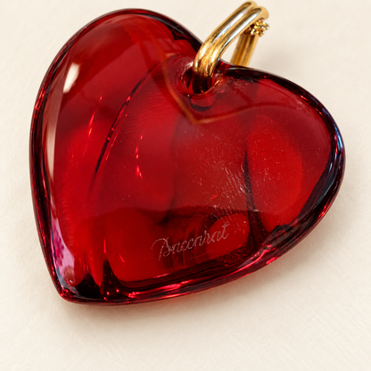 Baccarat Red Crystal Heart Pendant | Added Gold-Tone Chain