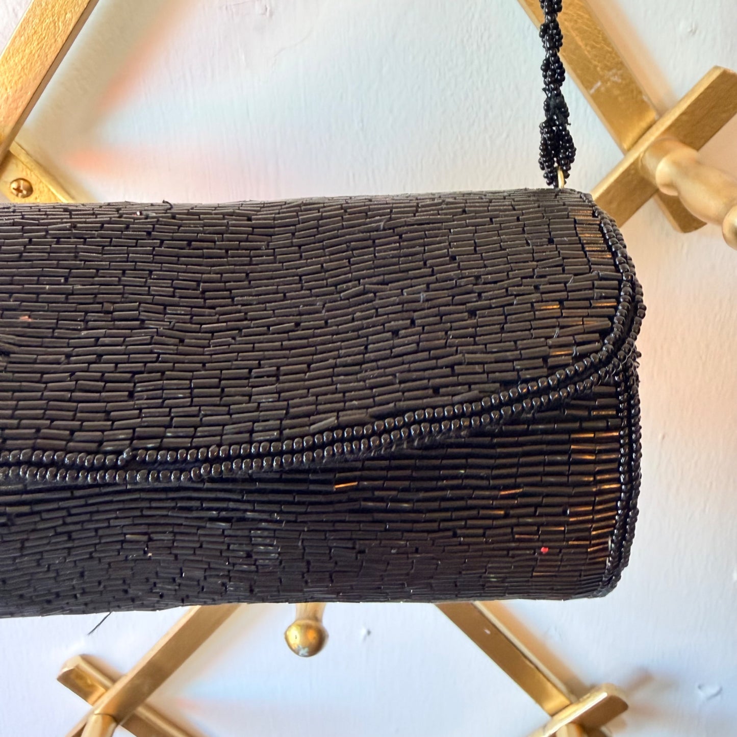 Vintage Black Beaded Evening Bag | Beaded Shoulder Purse