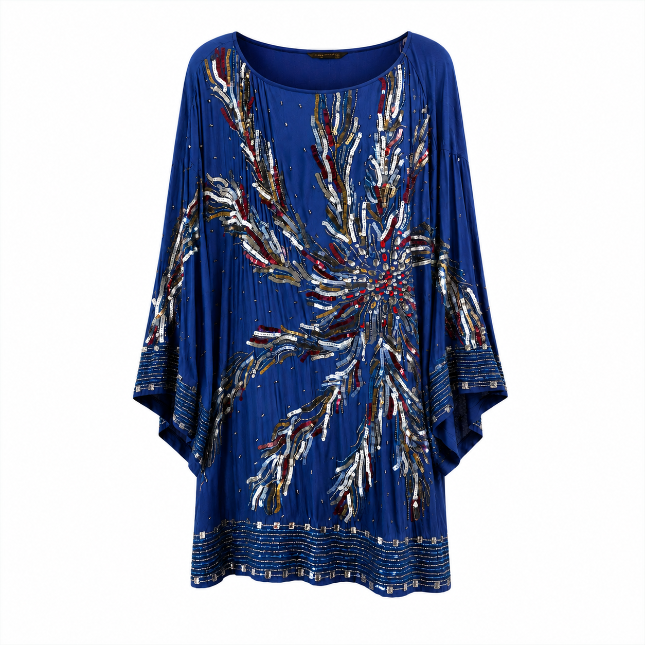 Zara NWT Hand Beaded Blue Occasion Dress | Size Large