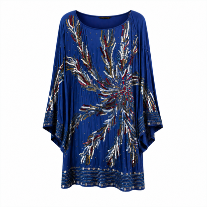 Zara NWT Hand Beaded Blue Occasion Dress | Size Large