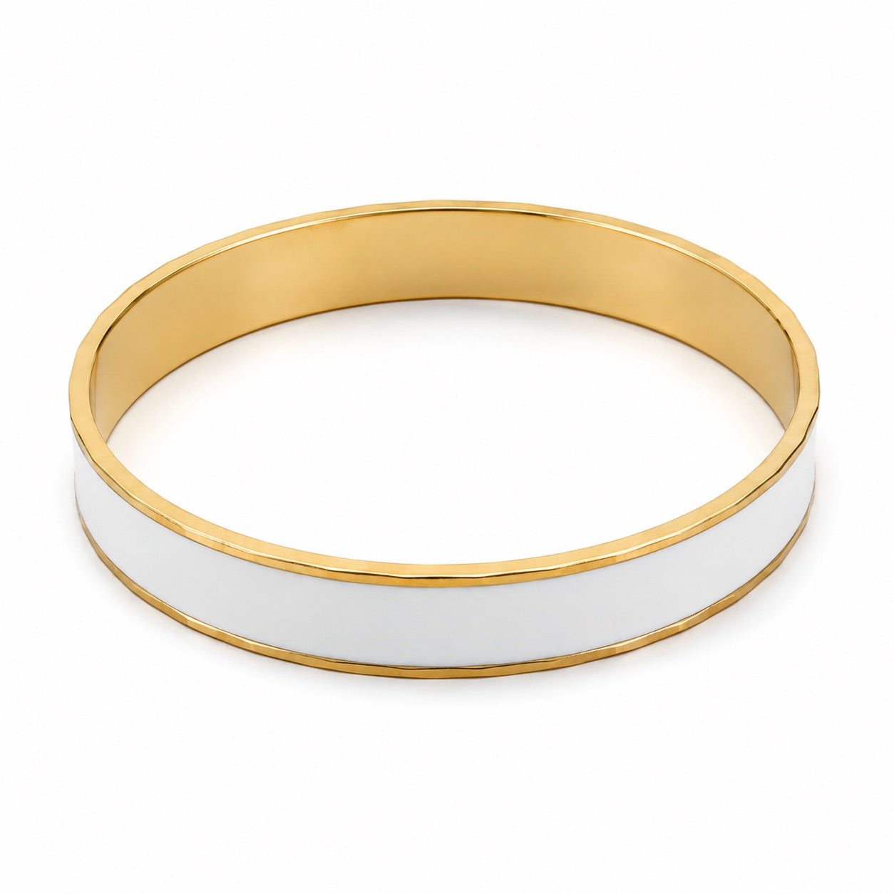 White Bangle with Gold Edge Bracelet