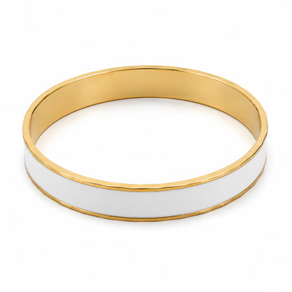 White Bangle with Gold Edge Bracelet