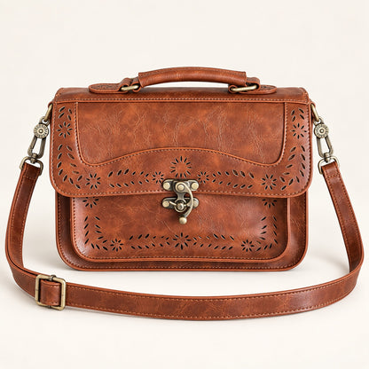 ECOSUSI Brandy Brown Floral Cutout Messenger Bag