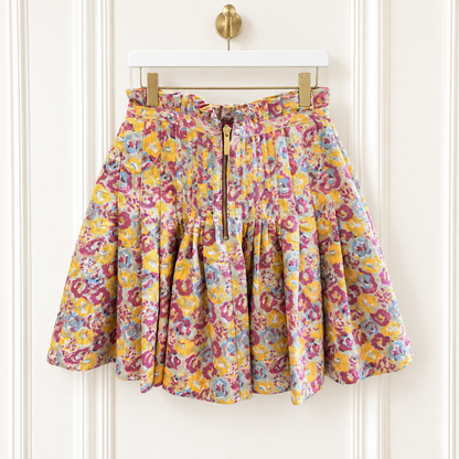Zac Posen for Target  Floral Pleated Skater Circle Skirt Gold Metallic & Pink