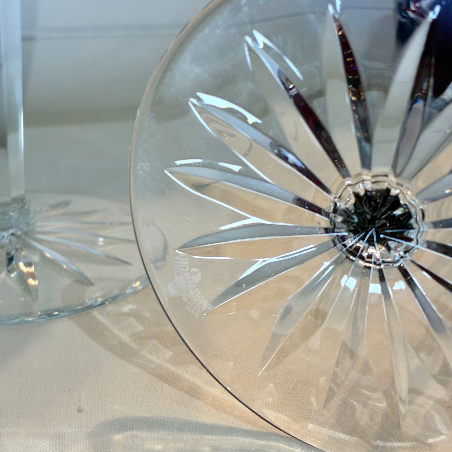 Waterford Crystal Clarendon Ruby Red Hock Wine Glass Cut to Clear Signed Pair