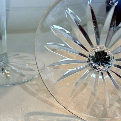 Waterford Crystal Clarendon Ruby Red Hock Wine Glass Cut to Clear Signed Pair
