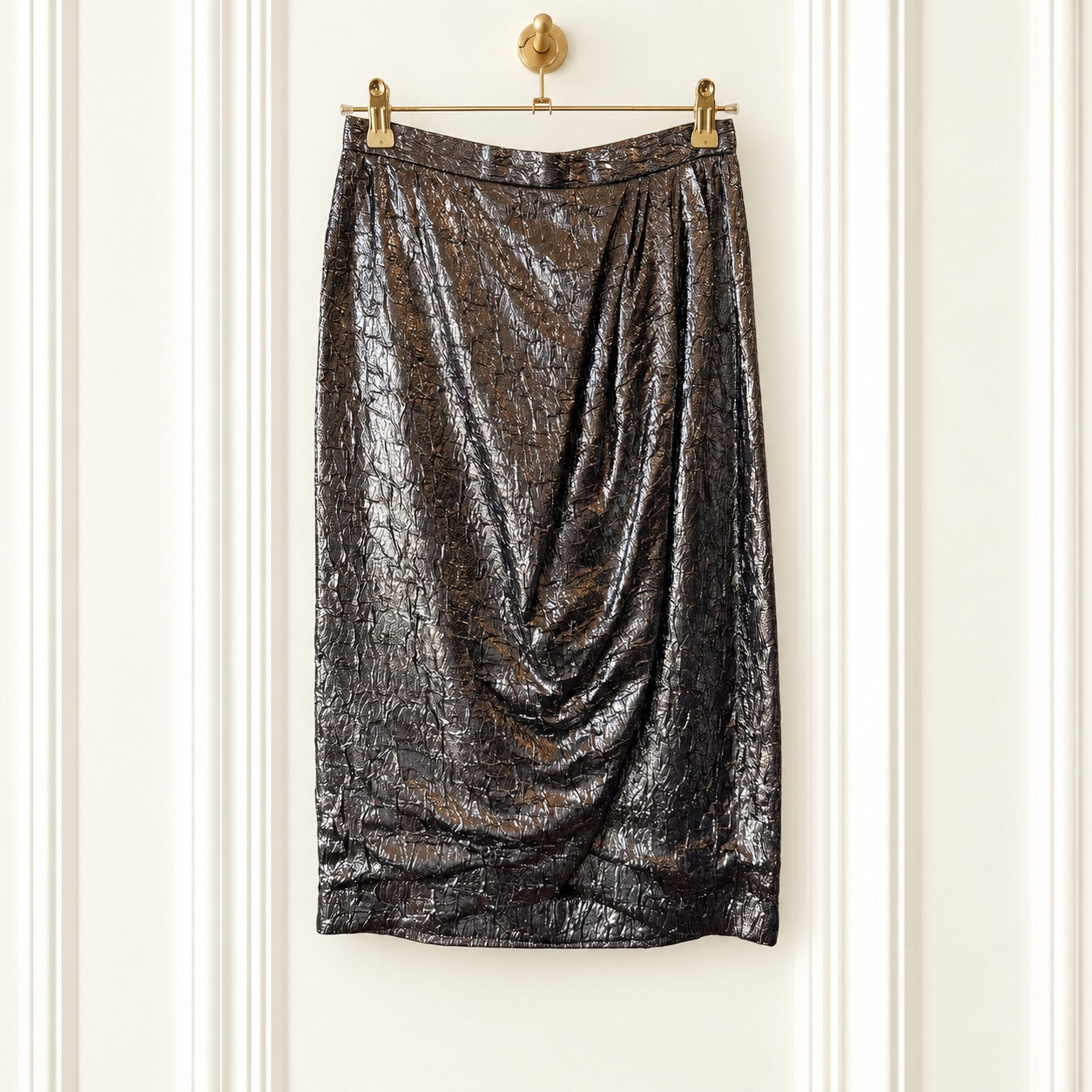 Vintage Lillie Rubin Metallic Silver Bronze Blazer & Draped Skirt Set
