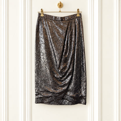 Vintage Lillie Rubin Metallic Silver Bronze Blazer & Draped Skirt Set