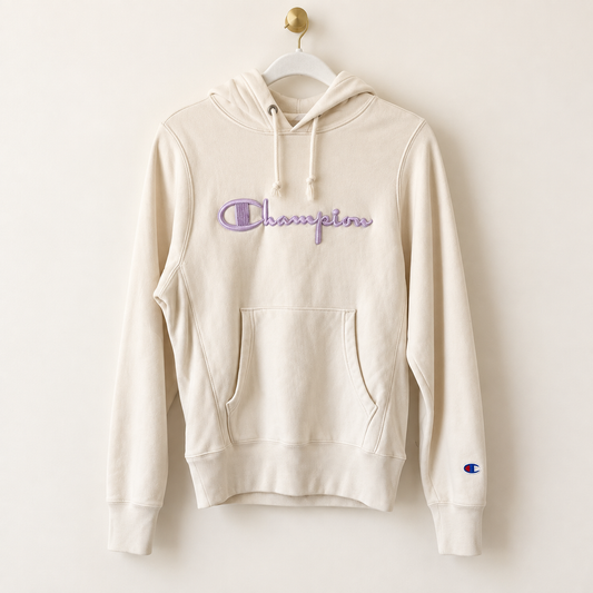 Champion Reverse Weave Cream Embroidered Hoodie | Size XS