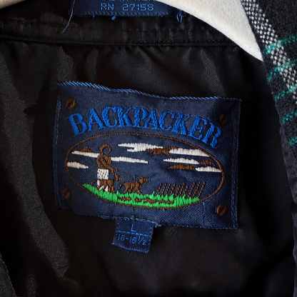 Vintage Backpacker Men’s Plaid Wool-Blend Button-Up Shirt Jacket Size Large