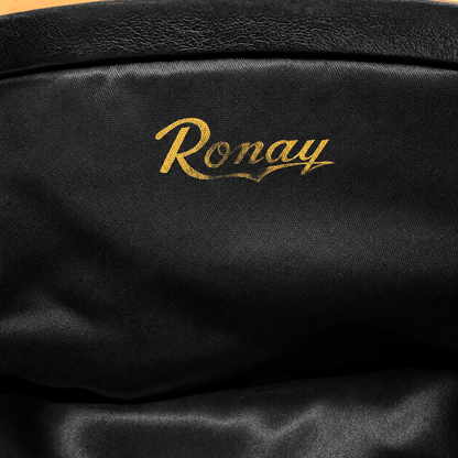 Ronay Vintage Black Leather Kisslock Clutch