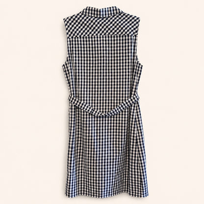 Tommy Hilfiger Navy & White Gingham Sleeveless Shirt Dress | Belted