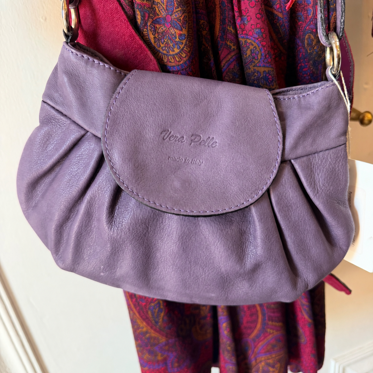 Vintage Vera Pelle Lavender Leather Shoulder Bag