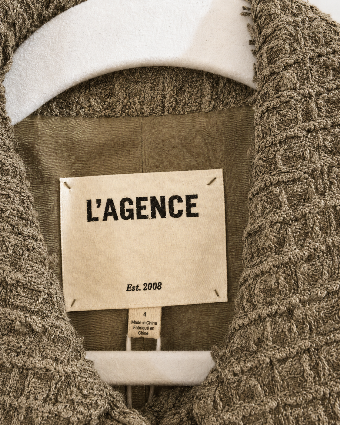 L'Agence NWOT Olive Green Cove Cropped Tweed Jacket