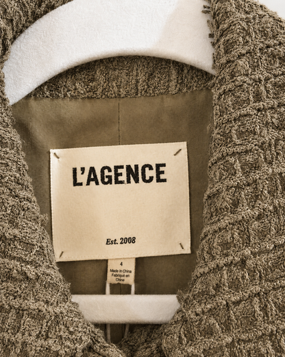 L'Agence NWOT Olive Green Cove Cropped Tweed Jacket