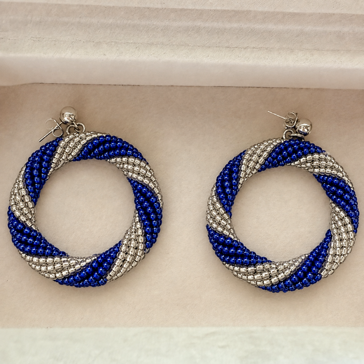 Vintage Beaded Twisted Hoop Earrings