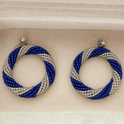 Vintage Beaded Twisted Hoop Earrings