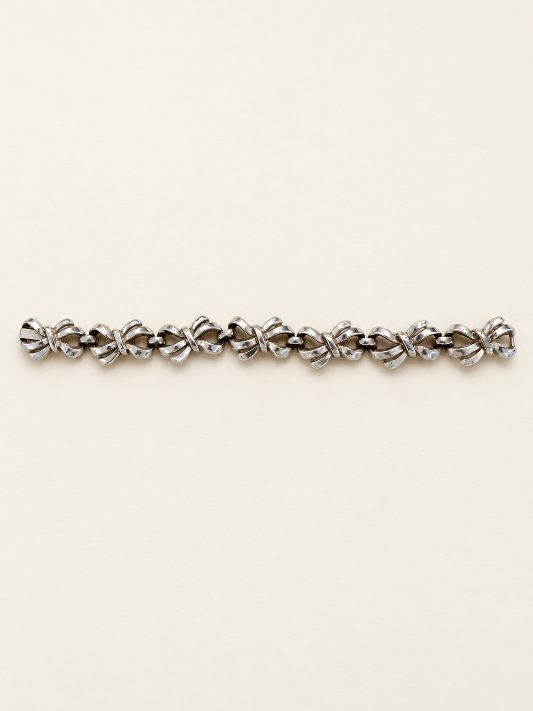 Vintage Crown Trifari Silver-Tone Bow Link Bracelet