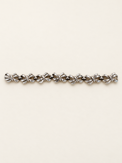 Vintage Crown Trifari Silver-Tone Bow Link Bracelet