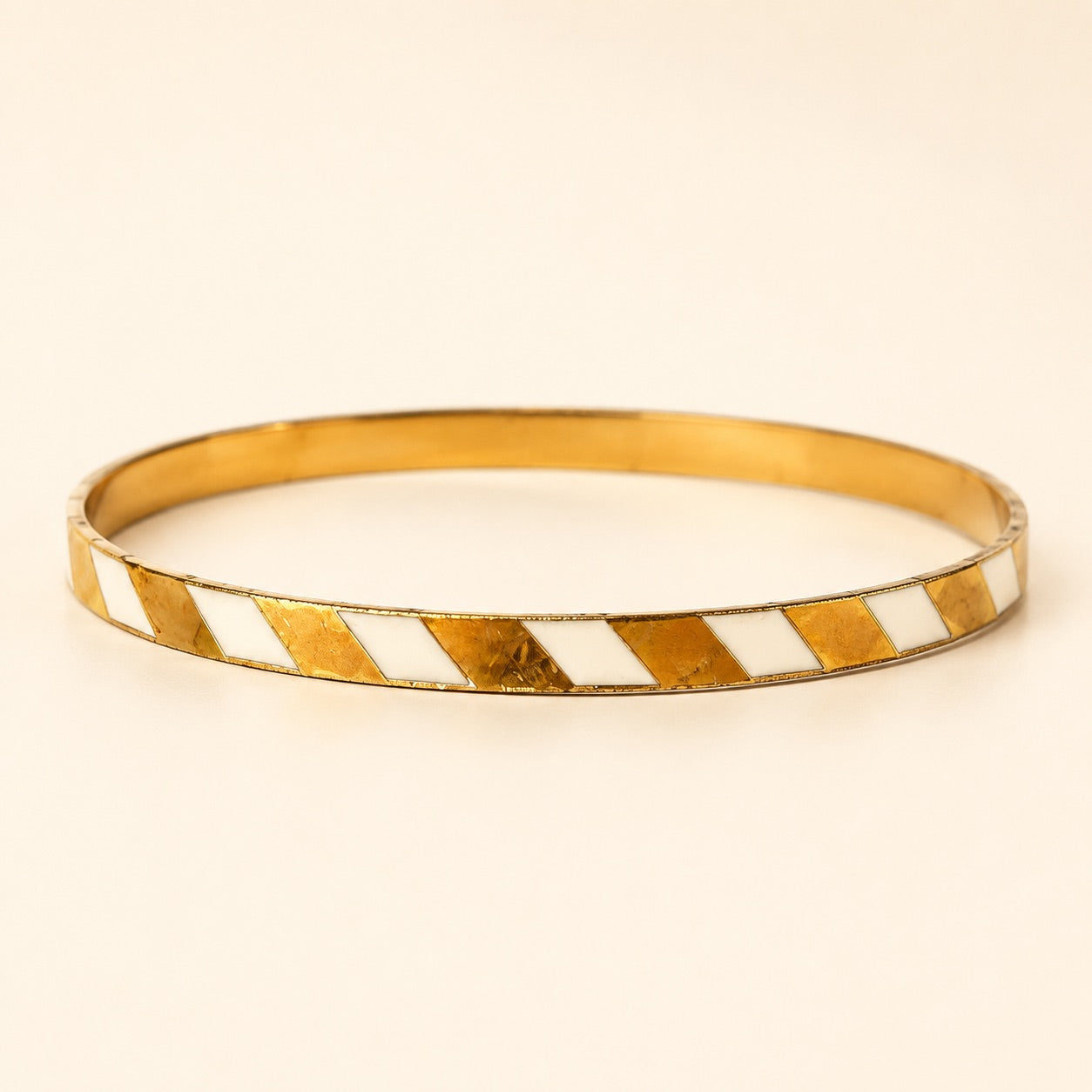 Gold and Ivory Striped Bangle