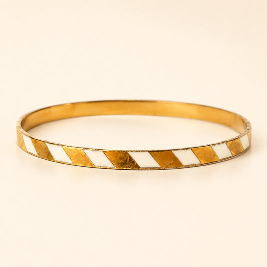 Gold and Ivory Striped Bangle