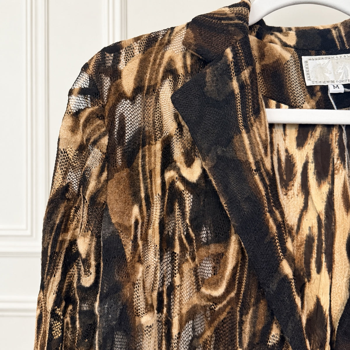 Alberto Makali Brown and Black Abstract Mesh Blazer - Medium