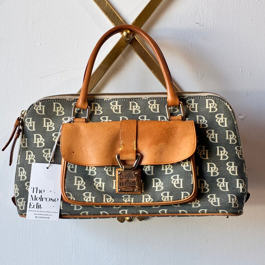 Vintage Y2K Dooney & Bourke Signature Small Domed Pocket Satchel with Vachetta Leather Trim