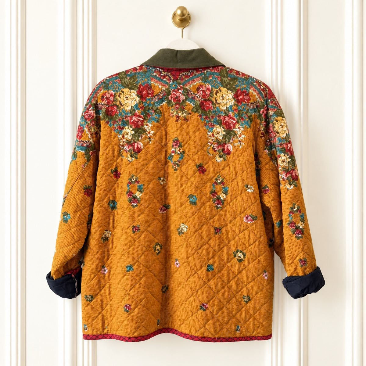 Vintage Carole Little Floral Rayon Jacket | Mustard, Red & Olive | Made with German Fabric