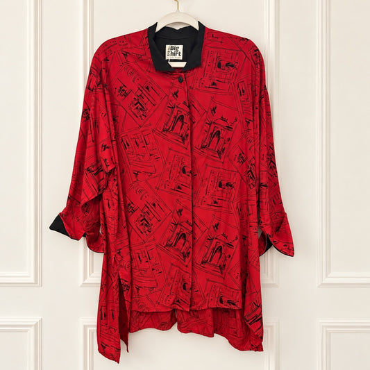 The Big Shirt by Carole Tomkins Red and Black Printed Shirt