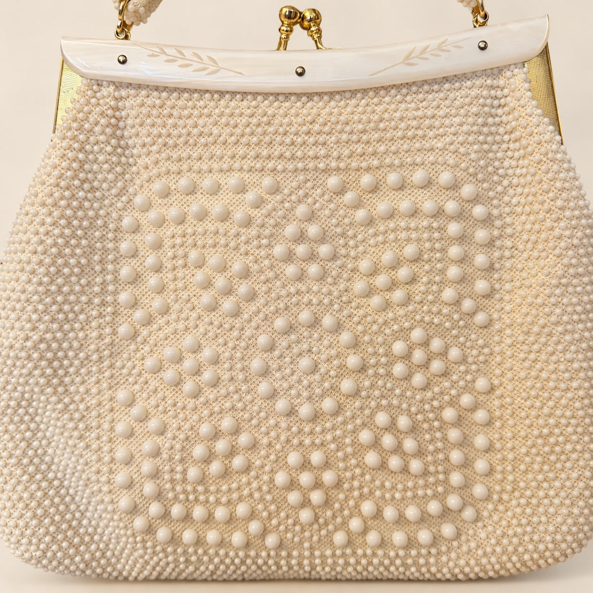 Ivory Beaded Top-Handle Evening Bag | Handmade in Hong Kong