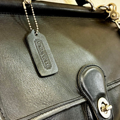 Vintage Coach Willis 1998 Style 9927 Black Leather Crossbody Satchel | USA Made Nickel Hardware