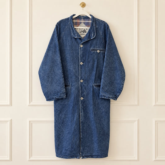 Vintage Formule CCL Paris Flannel-Lined Denim Trench Coat | XL