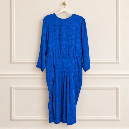 SK & Company Vintage Royal Blue 100% Silk Dress