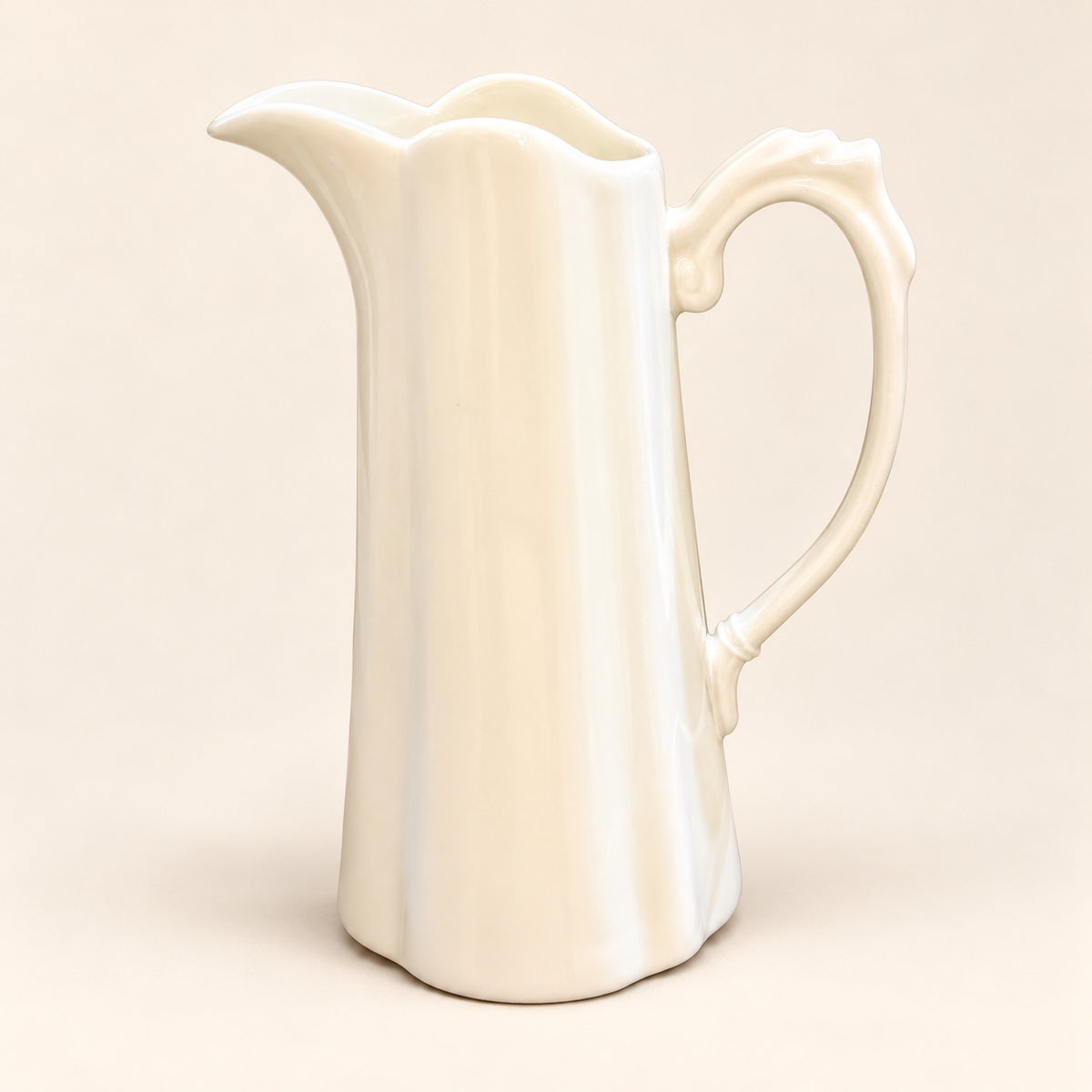 J. Godinger & Co. Ivory Bone Porcelain Fluted Creamer Pitcher | 5 Inch