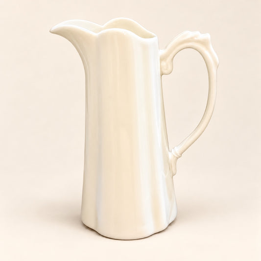 J. Godinger & Co. Ivory Bone Porcelain Fluted Creamer Pitcher | 5 Inch