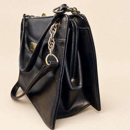 Vintage Black Leather Handbag